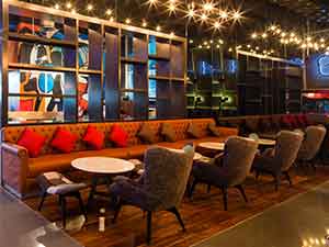 <b>Dubai Hangout coffee room furniture</b>-marble round coffee table and fabric tufted lounge chair, fabric ottoman set