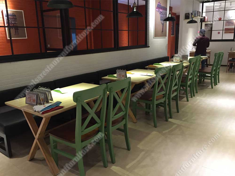China Guangdong houcaller restaurant furniture_wood dining tale and wood cross back chairs set