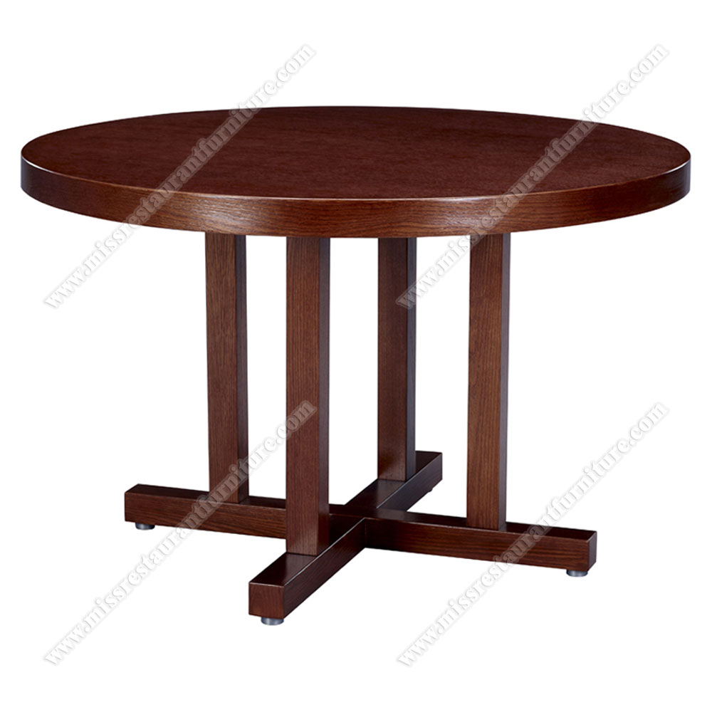 Solid wood round 8 seat unique dining table, with wood cross table base unique round ash wooden restaurant tables, wood restaurant tables 1001