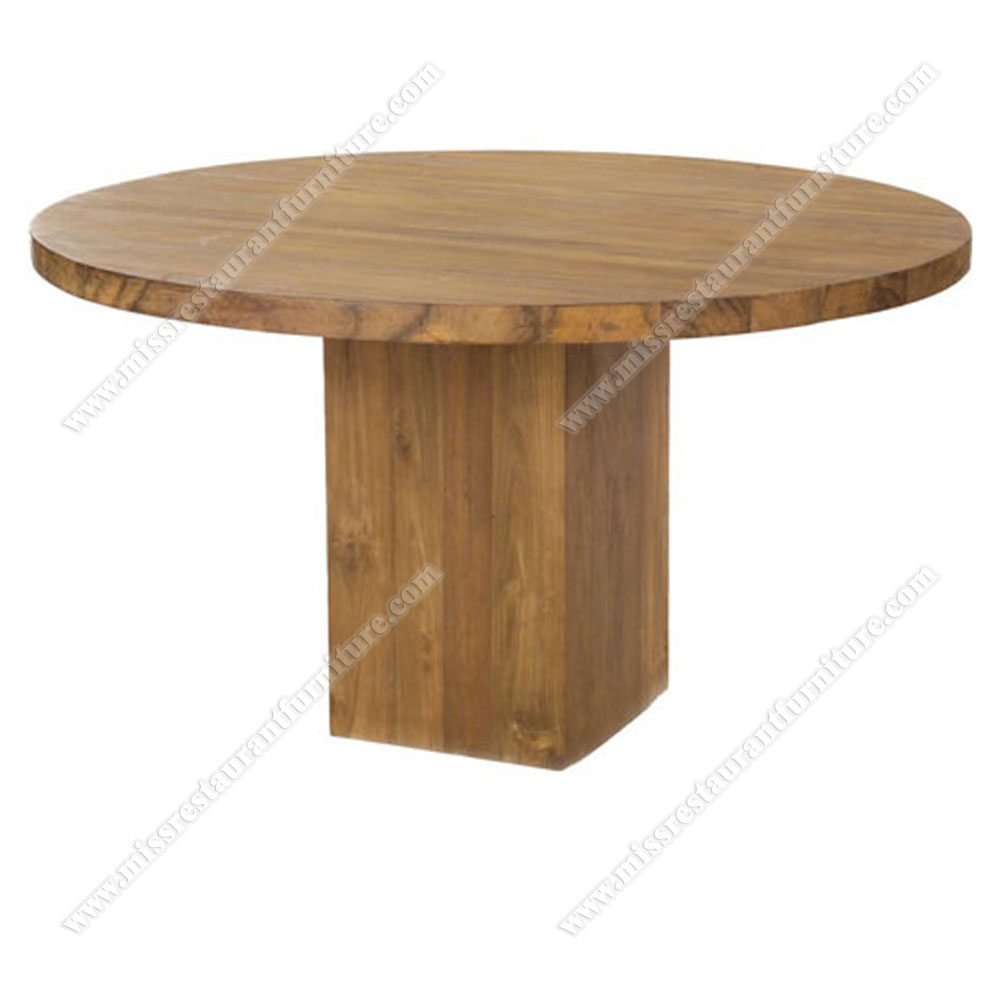 Simple countryside solid wood round restaurant tables, birch wooden round restaurant tables top with countryside square table base, wood restaurant tables 1008