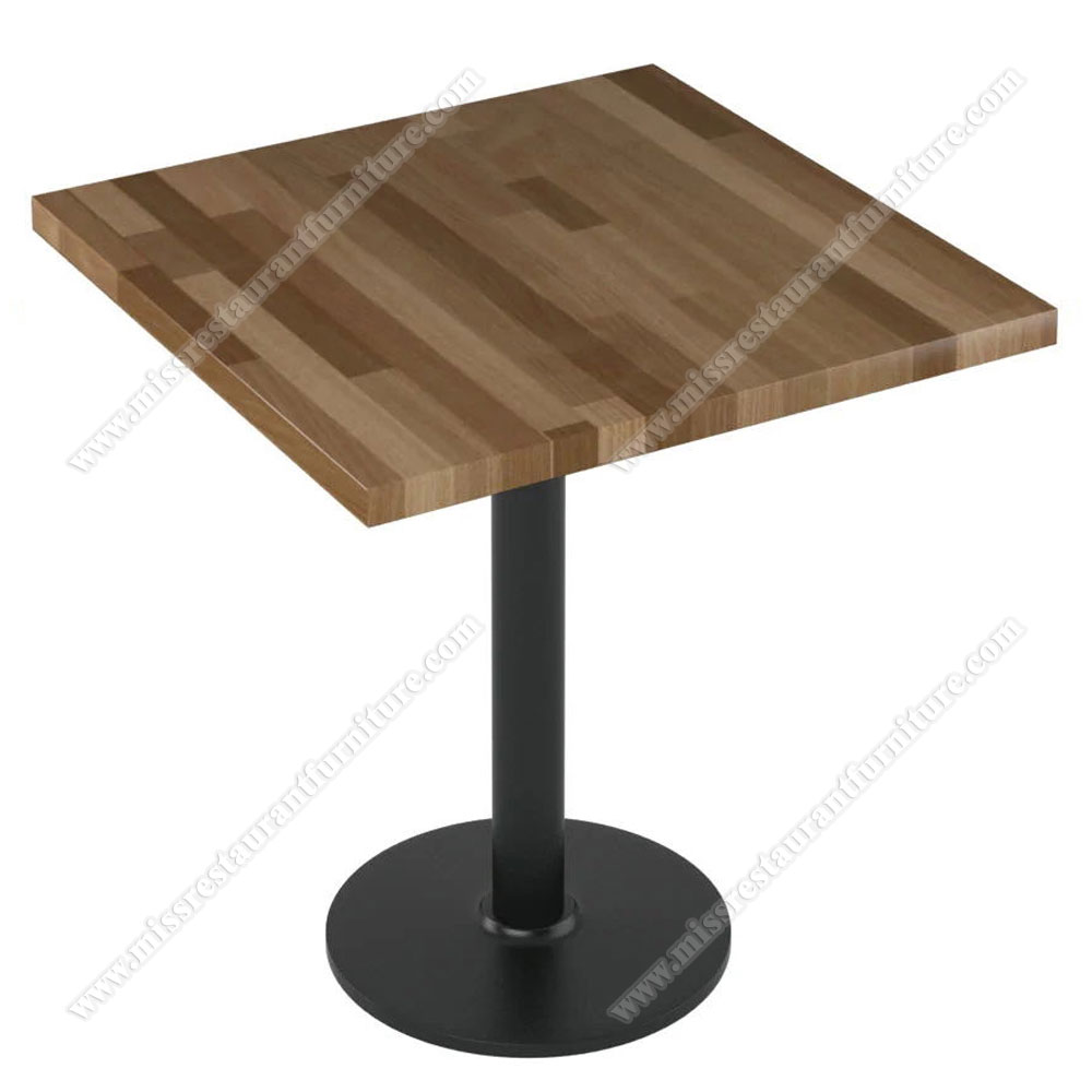 Fast food room/dining room small square splice plate wood dining tables top with iron table base, wood restaurant tables 1212