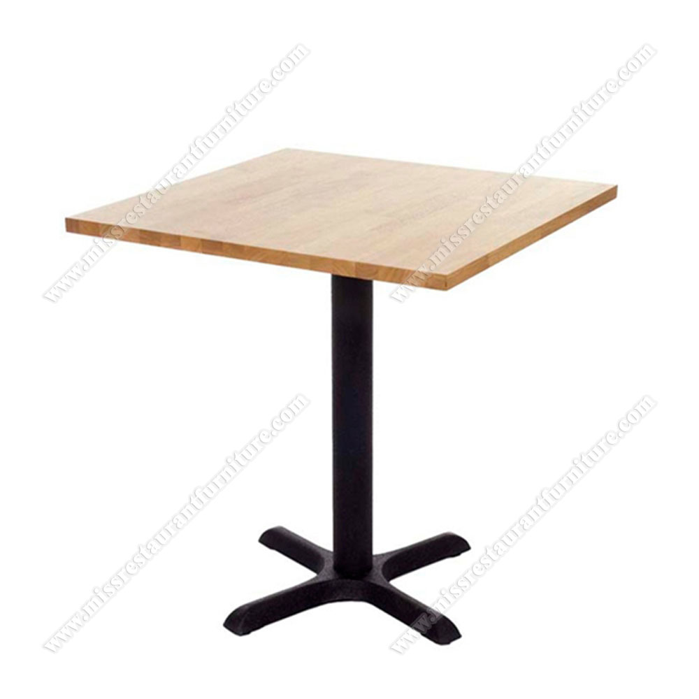 Cheap factory price solid wood dining tables/square MDF restaurant tables with cross iron table base, wood restaurant tables 1215