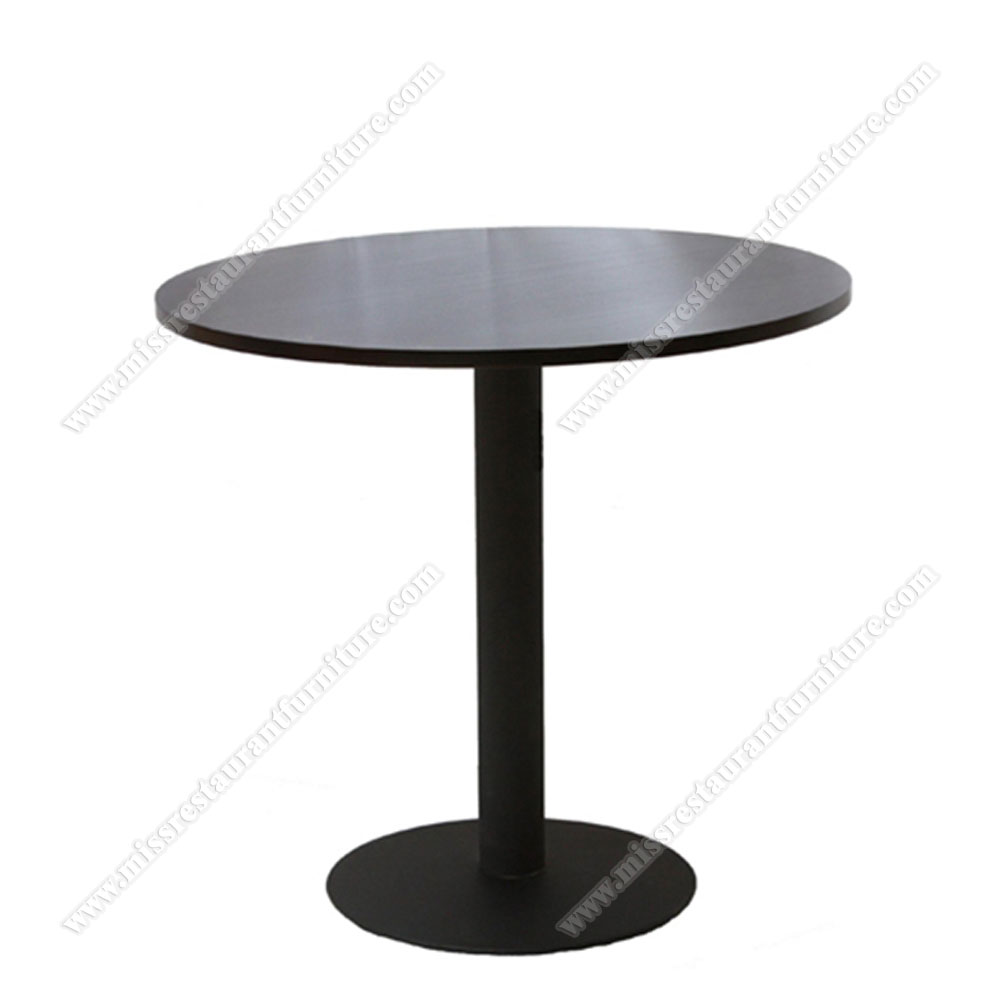 Wholesale cheaper black fireproof laminate 60/70/80cm round diner tables top with iron table base, wood restaurant tables 1217