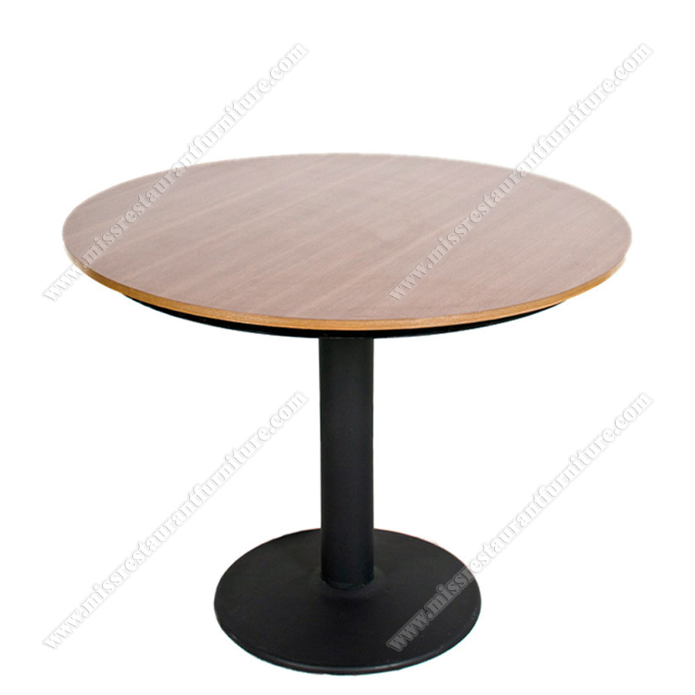 BMDF/plywood with laminate round 80cm diameter 3 seater bistro dinning table tops with round iron table base, wood restaurant tables 1220