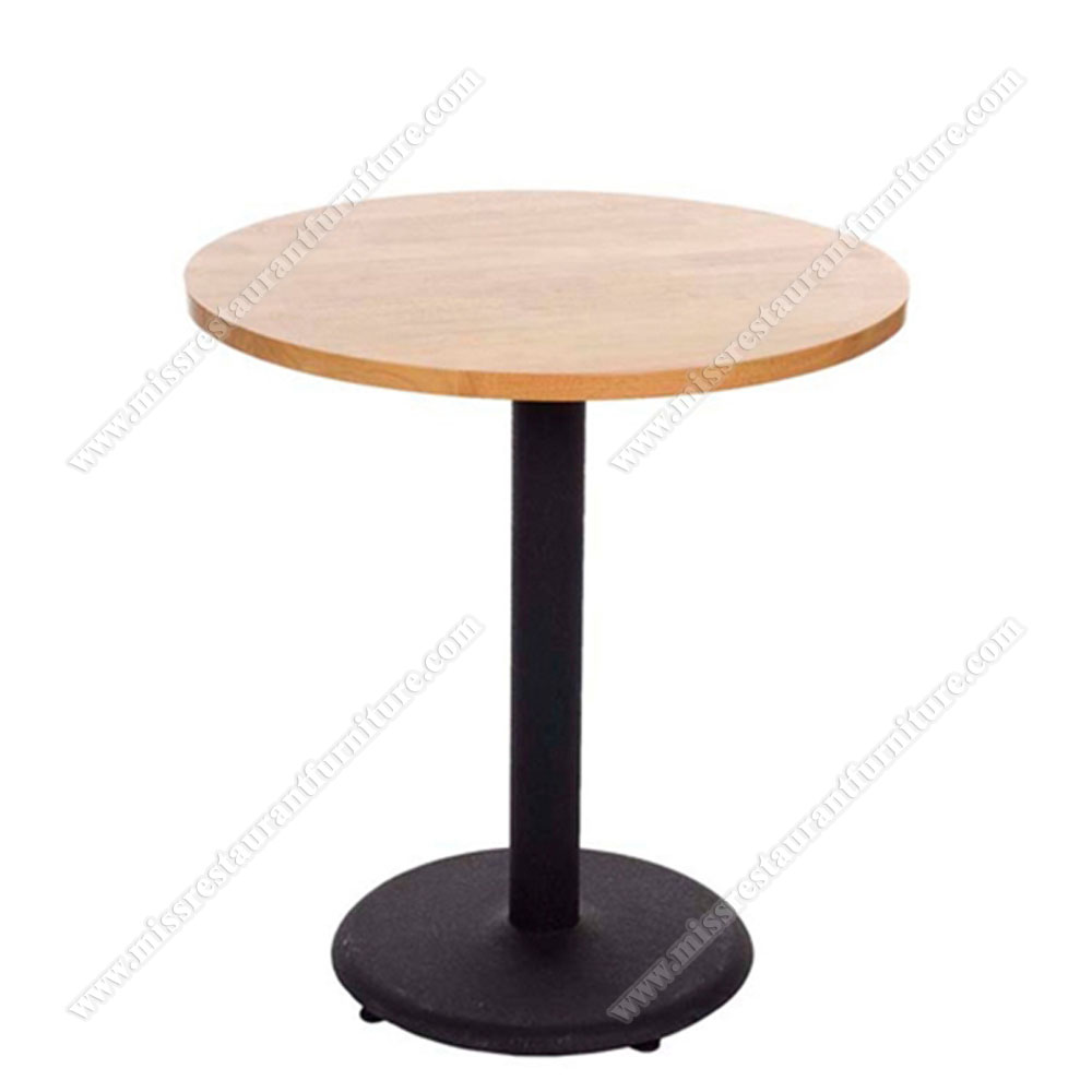 Customize rubber/ashtree solid wood round diner table/bistro tables tops with iron table legs, wood restaurant tables 1222