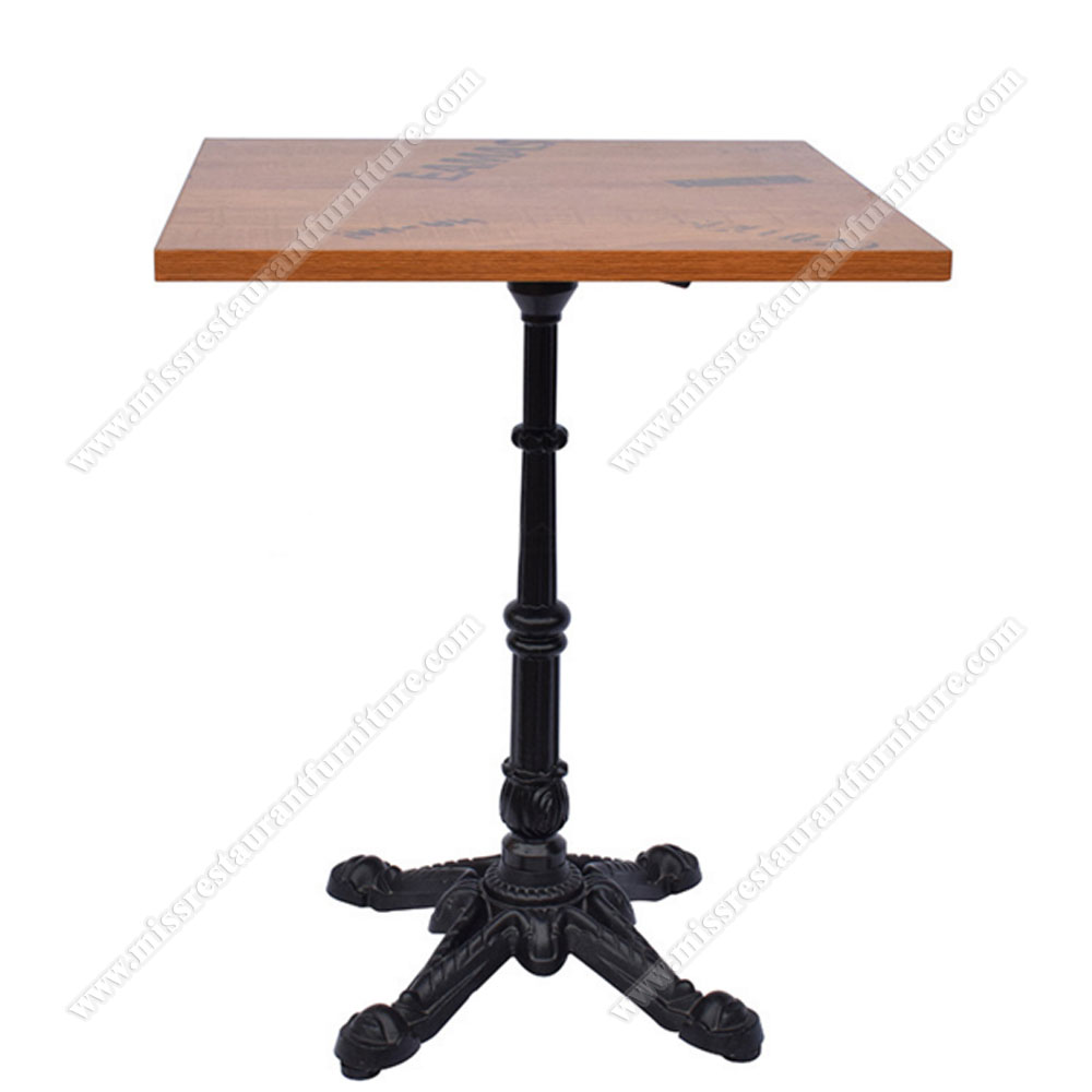 Plywood with fireproof laminate square classic dining room tables tops and retro cast iron table legs, wood restaurant tables 1228