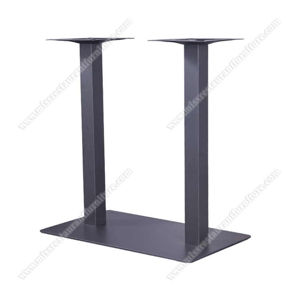 Customize black iron rectangle base restaurant table legs rectangle dining iron base with 2 pipe table legs, restaurant metal table bases 1903