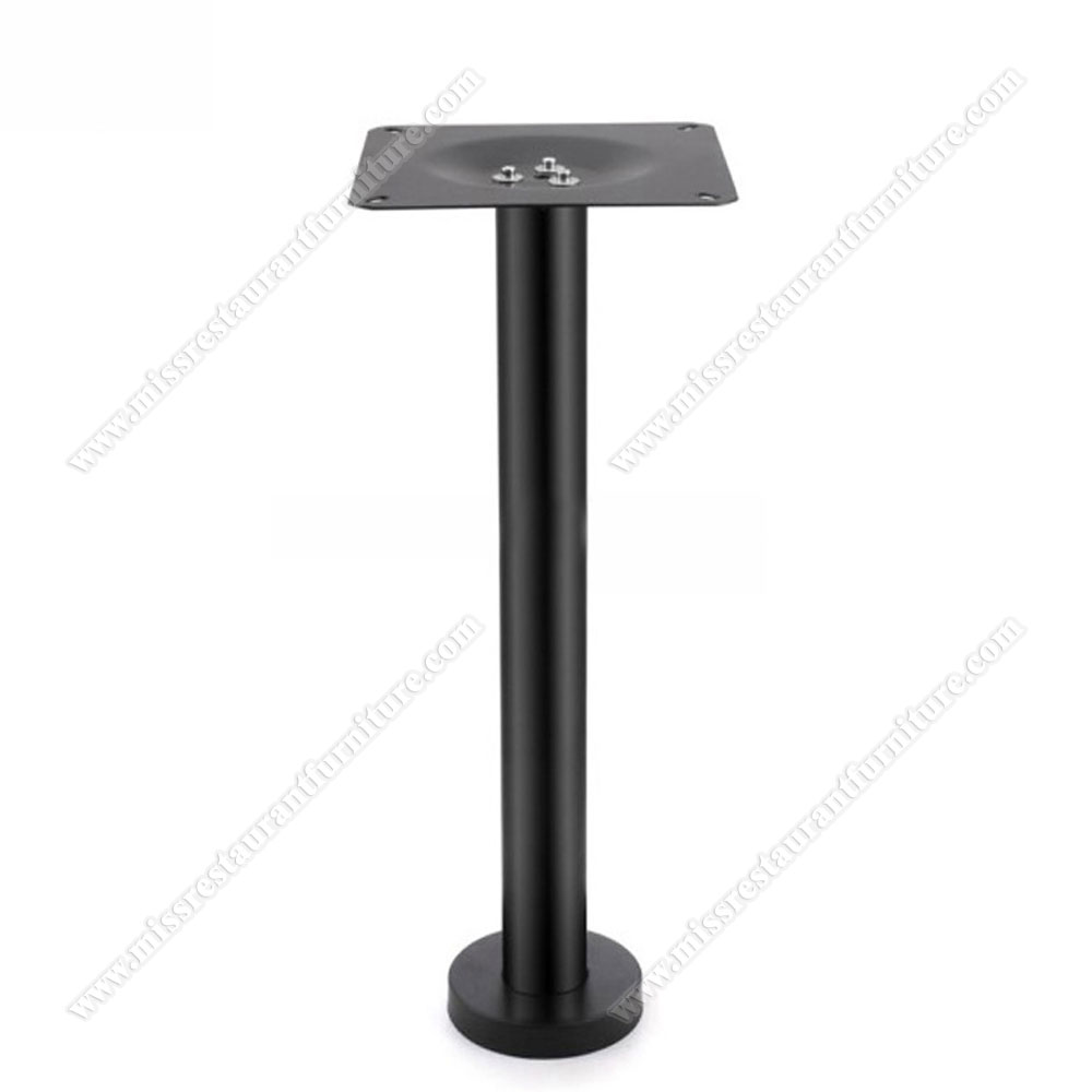 Simple fixed to floor black iron console table base fast food/cafeteria with pipe fixed iron table base, restaurant metal table bases 1918