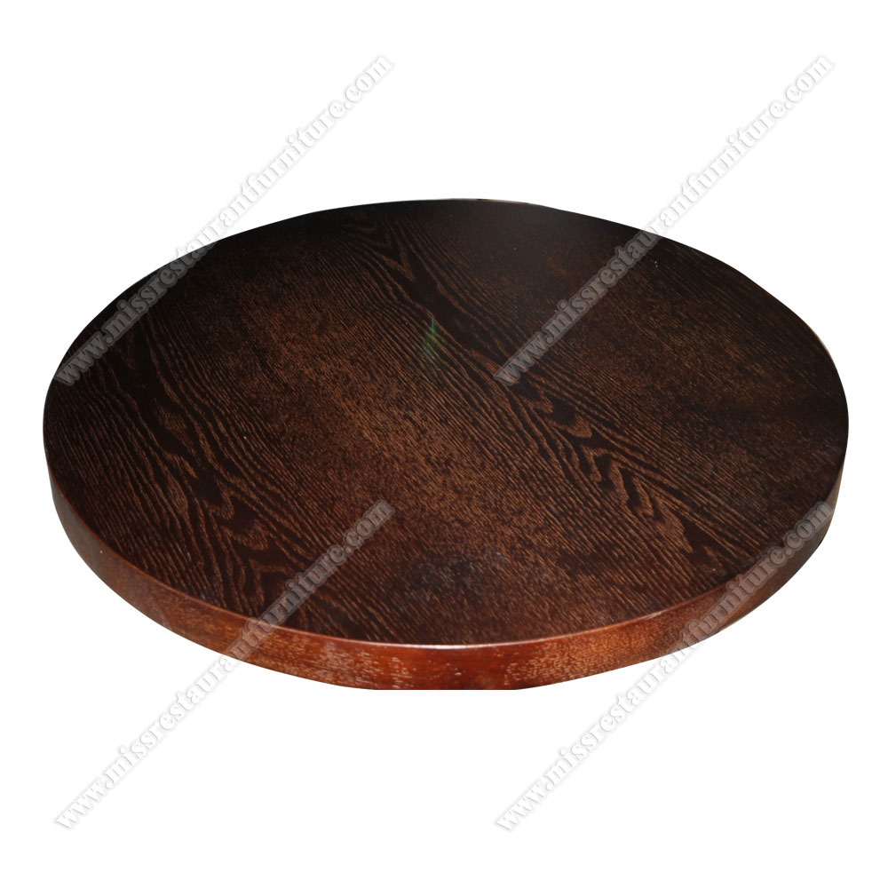 Factory price dark walnut color round melamine with laminate round dinner table top slab for sale, plywood with laminate veneer restaurant table top 1991