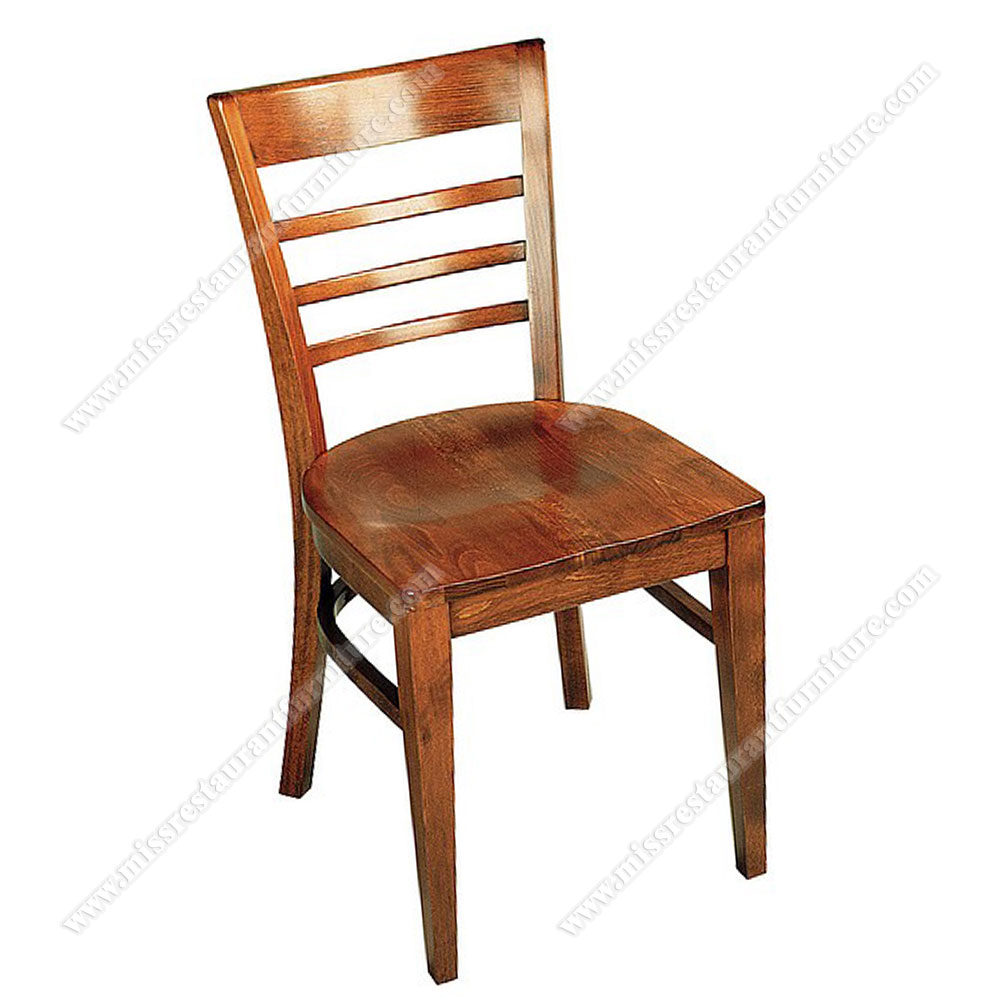 Customize walnut color country side restauant wooden dining chairs and wood back, solid wood restaurant chairs 2003