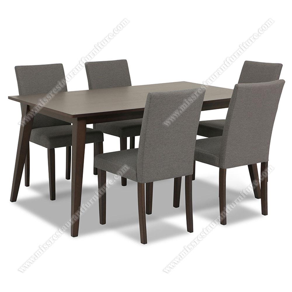 Modern living room furniture dark staining wooden dining table and chairs set, solid wooden restaurant chairs and ash wood table set, solid wood restaurant table and chairs 3004