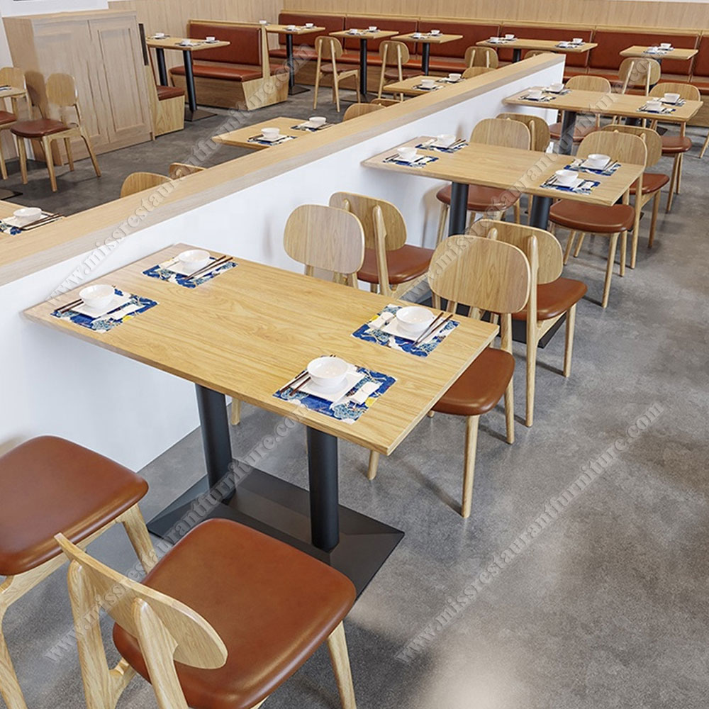 Commercial restaurant wood furniture 4 seat wood dining table and wood chairs set, modern dining room wood table and chairs set, solid wood restaurant table and chairs 3021