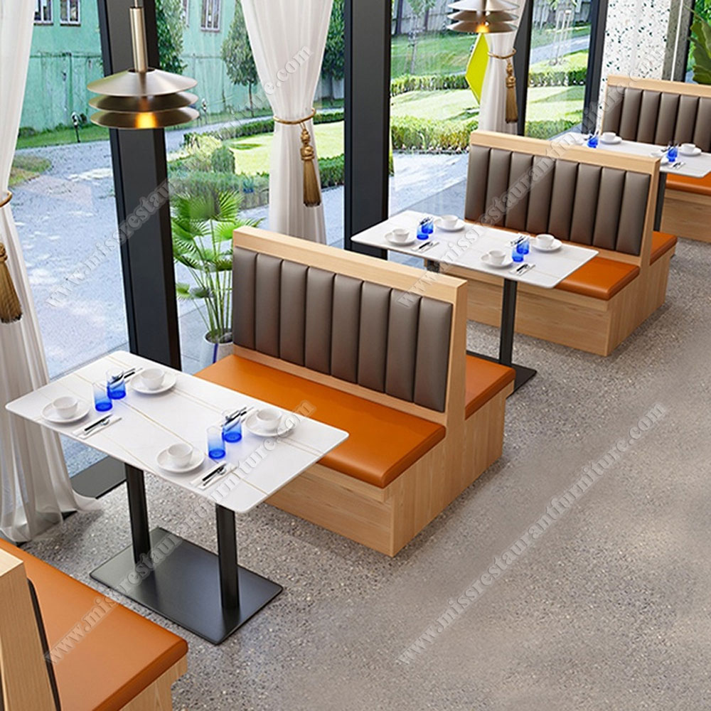 Luxury hotel restaurant tables and booth seating modern wooden dining table and booth sofas set, restaurant table and booths 3321