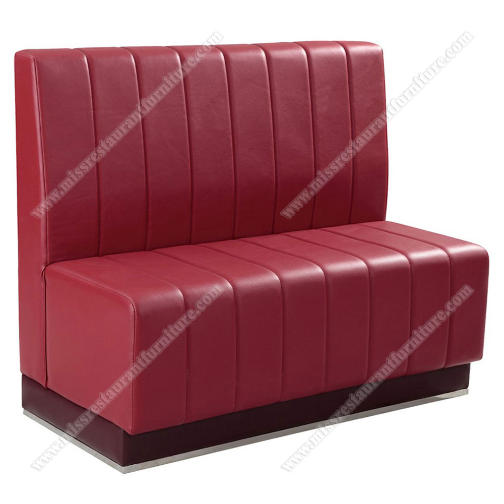 Modern design red PU leather stripe back seat restaurant booth seating for sale, leather restaurant booth seating 5001