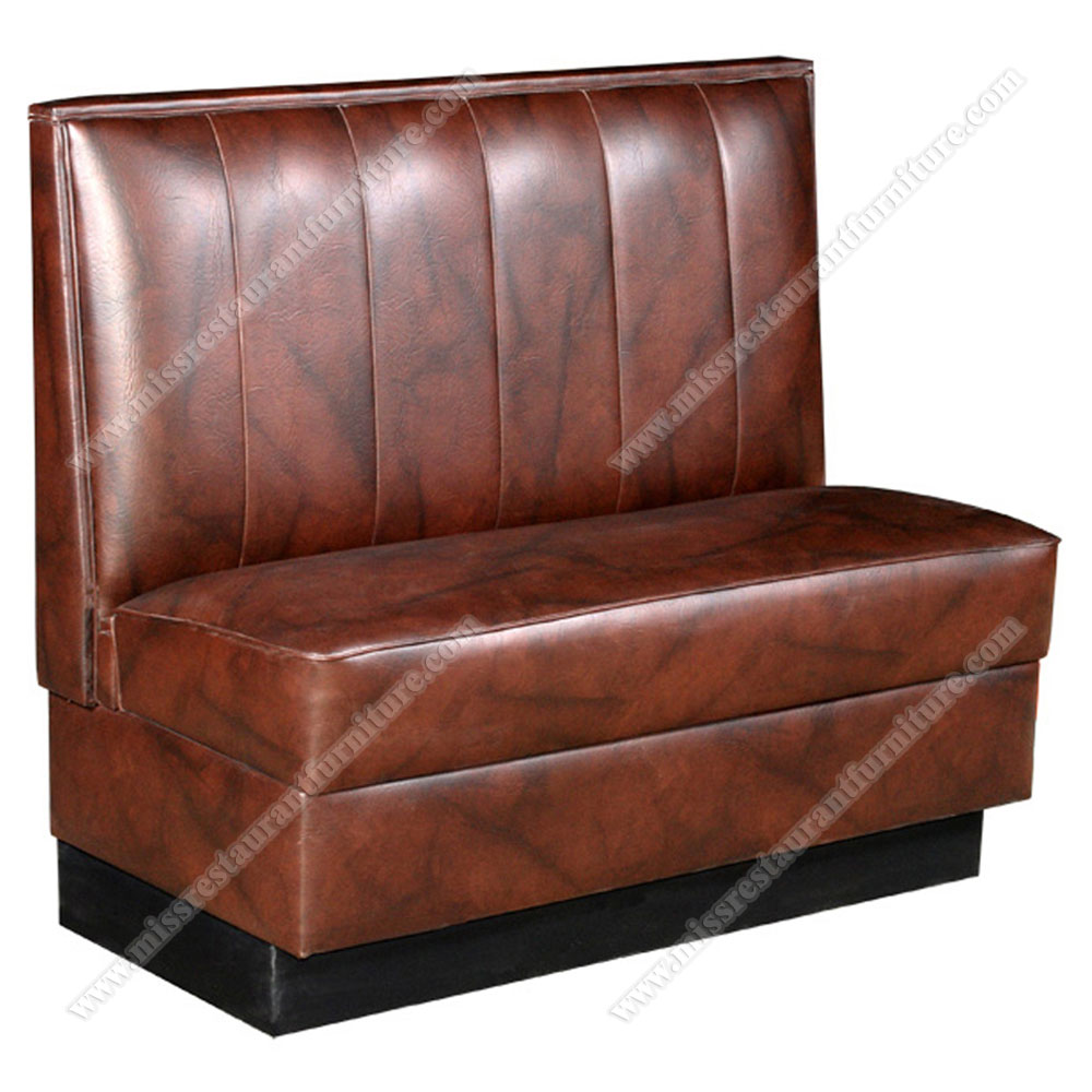 Durable dark brown leather upholstered cafeteria/diner antique dining booth sofas with stripe back, leather restaurant booth seating 5004