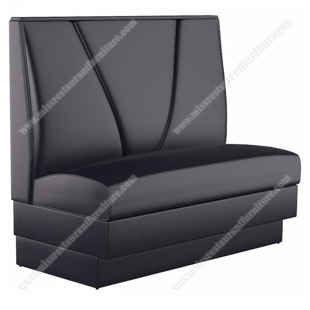 Fashionable beauty modern design black leather restaurant dining booth sofas with V shape backrest, leather restaurant booth sofas 5013