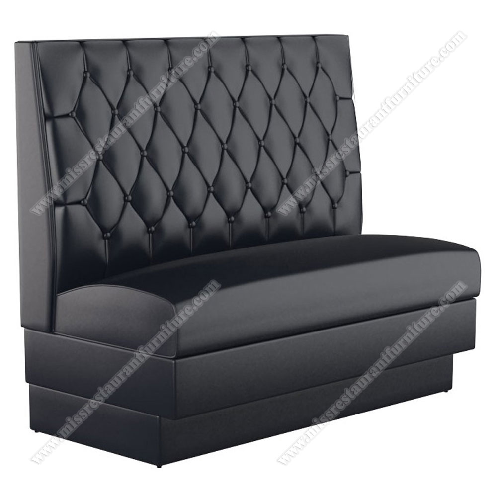 Commercial modern black leather dining booth sofas with button back for dining room design, leather restaurant high back booth sofas 5019