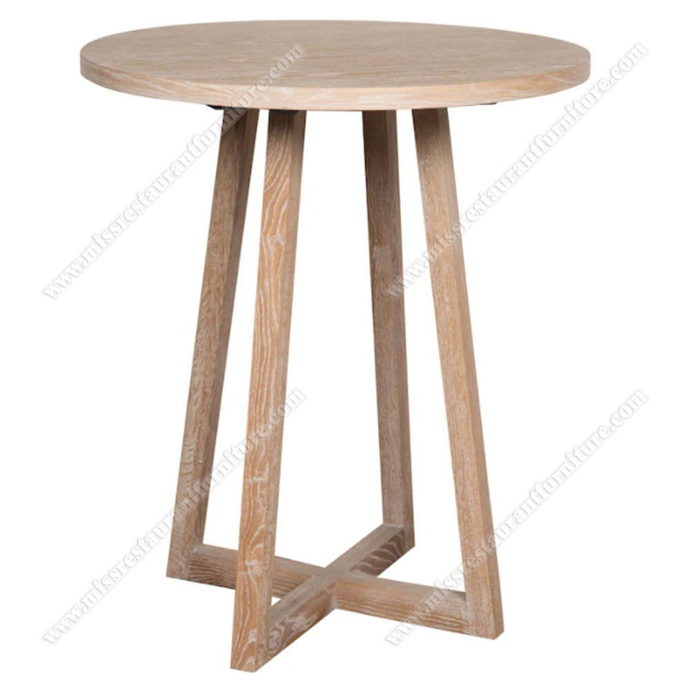 High quality 2 seat small round birch wooden bar tables cross legs restaurant bar tables for bistro furniture, solid wood restaurant bar tables 6001