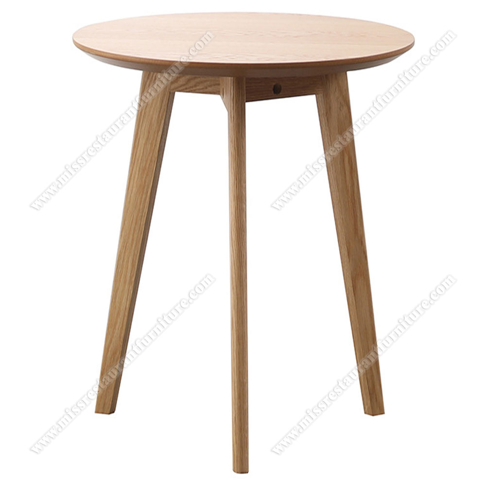 Modern design 3 legs restaurant ash wooden round high tables dining room bistro high wooden tables, solid wood restaurant high tables 6004