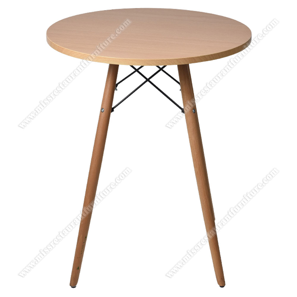 Modern top wood design round bar tables coffee room breakfast wooden round high bar table furniture, solid wood coffee room high tables 6009