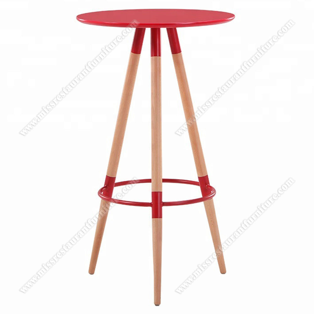 Factory price classic bar table furniture simple custom milk shop cafe high tables bistro red painting high bar tables, solid wood cafe high bar tables 6011