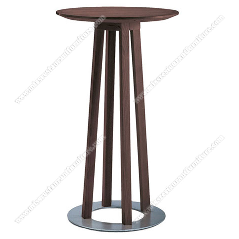 Customize luxury oak round high bar tables round base durable wood restaurant wood high top bar tables for pub, solid wood round high bar tables 6019