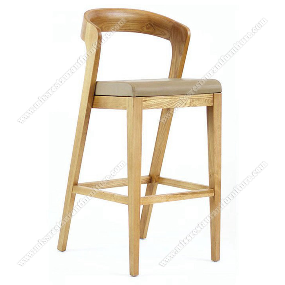 Wholesale walnut wooden bar stools with round back and leather seat pub wood counter stool chairs, solid wood restaurant bar stools 6302