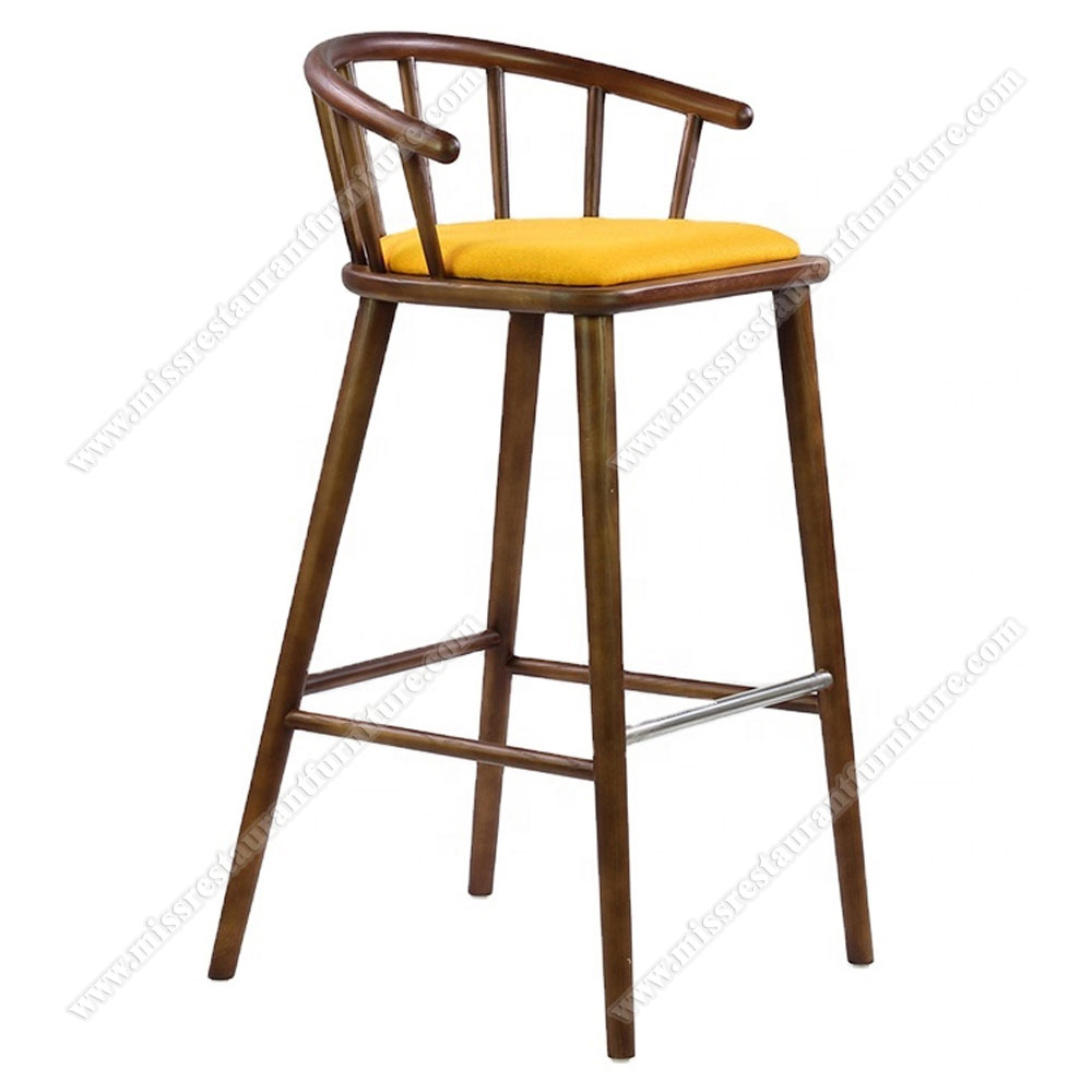 Unique european luxury modern high quality wooden bar chairs with leather seats wood bar stools, solid wood restaurant bar stools 6304