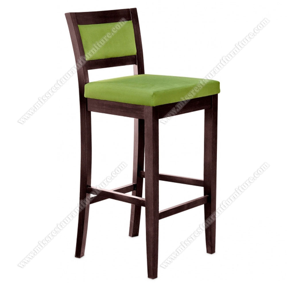 Custom wood frame with leather seat and back restauant high bar stools bistro wood high chairs, solid wood restaurant bar stools 6310