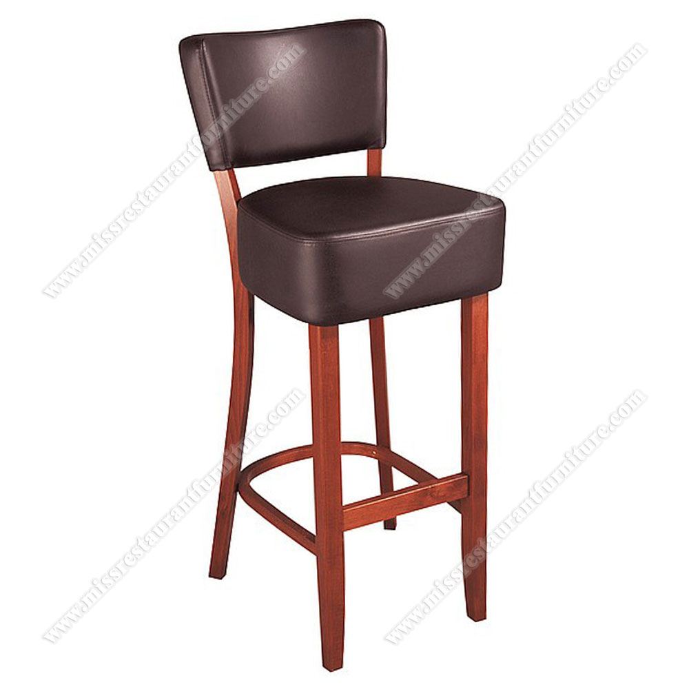 Cheaper solid wood legs bar chairs with leather seating and back comfortable restaurant high bar stools, solid wood restaurant bar stools 6311