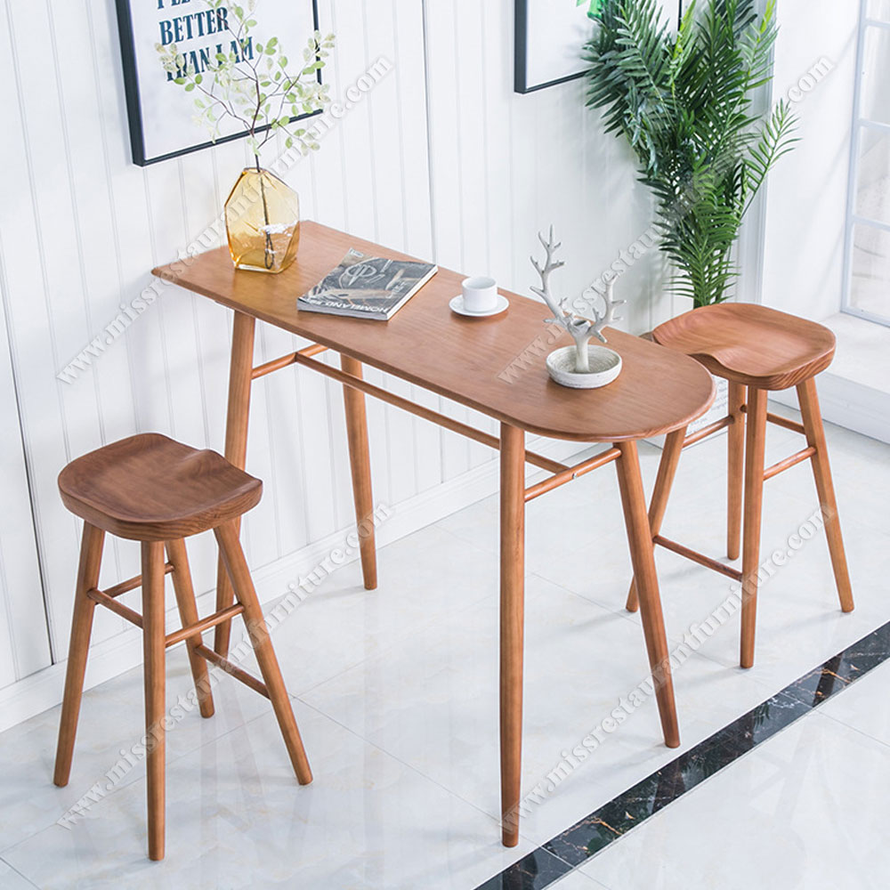 Wolesale solid wood birch dining high table and barstools set cheaper 5 pcs wood bistro wood bar table set furniture , bistro wood table and bar chairs set 6618